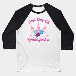 Unicorn With Pink Text | First Day of Kindergarten Baseball T-Shirt